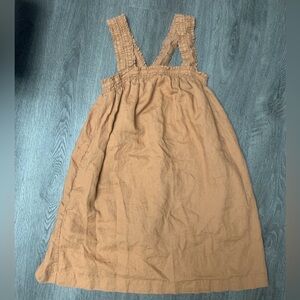 EVERLANE The Smocked Linen Dress Pinafore Brown Medium Minimalist 100% Linen